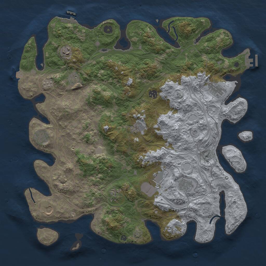 Rust Map: Procedural Map, Size: 4500, Seed: 2107335559, 17 Monuments