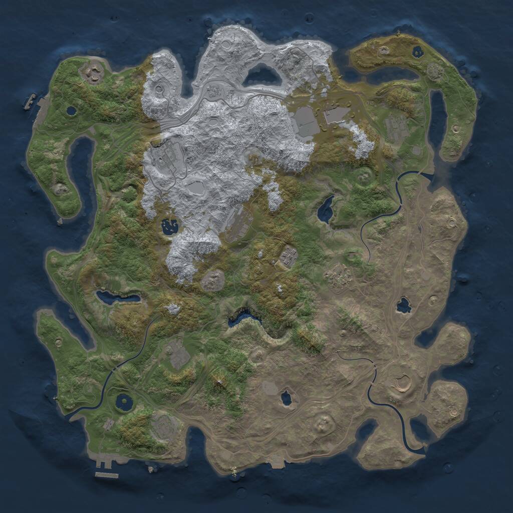 Rust Map: Procedural Map, Size: 4500, Seed: 502842603, 19 Monuments