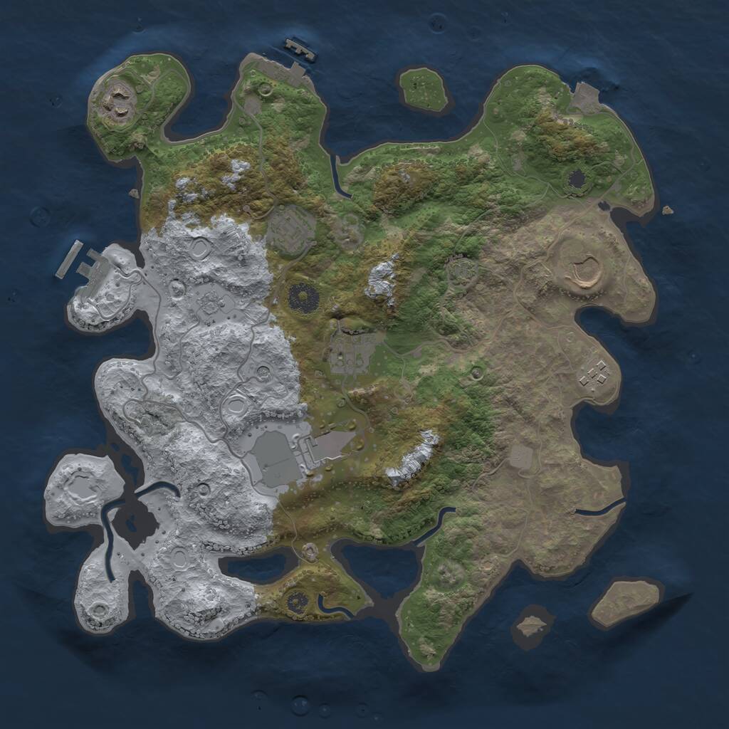 Rust Map: Procedural Map, Size: 3500, Seed: 339455559, 12 Monuments