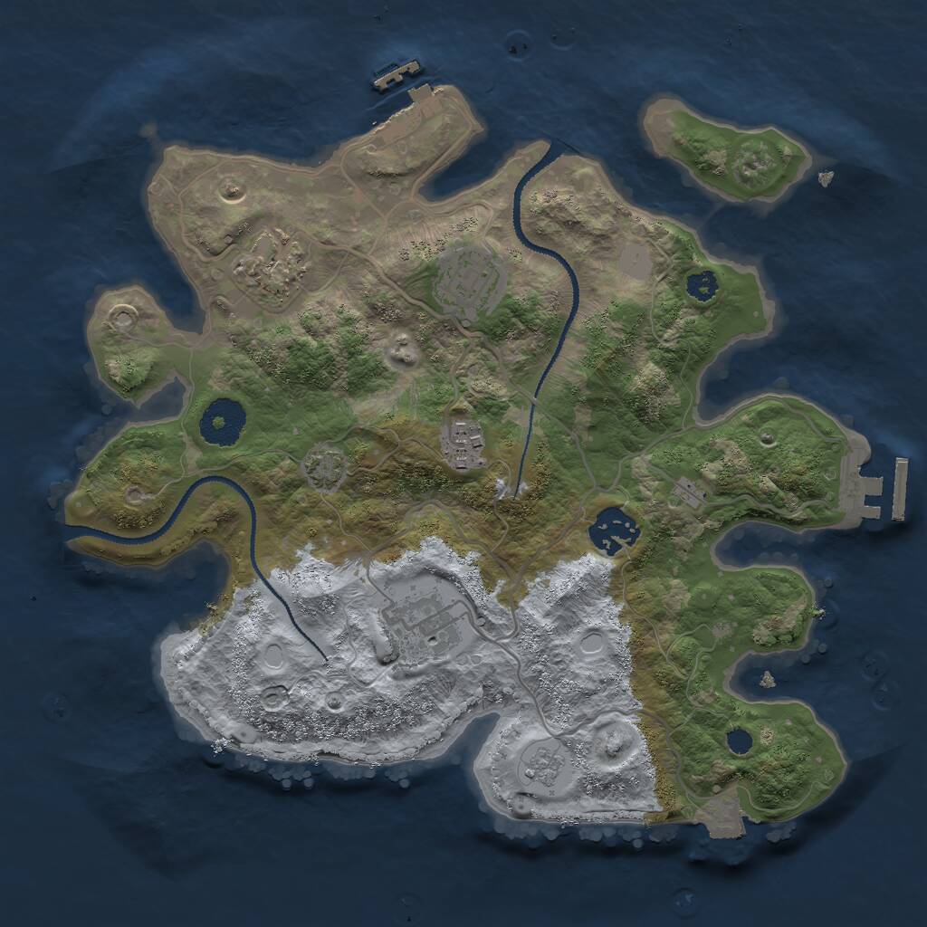 Rust Map: Procedural Map, Size: 3000, Seed: 1616420457, 10 Monuments