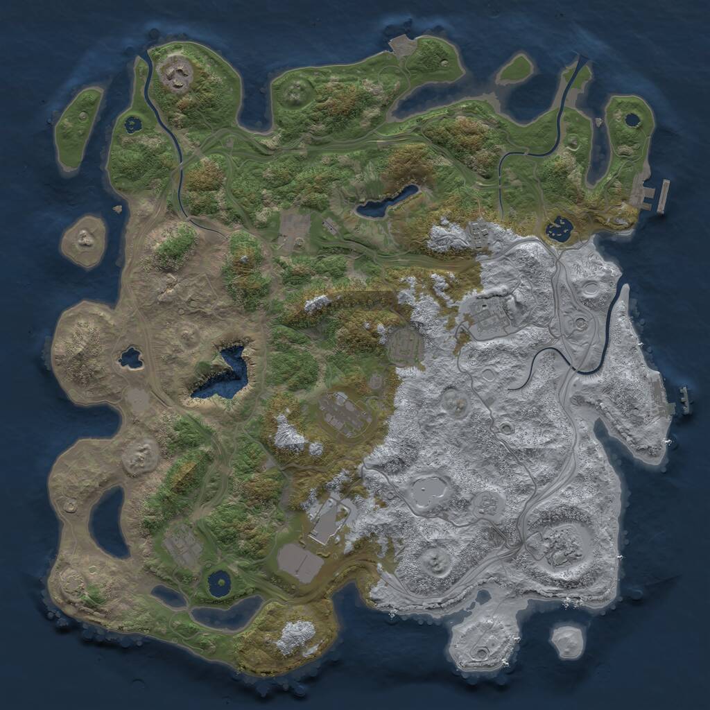 Rust Map: Procedural Map, Size: 4250, Seed: 168302146, 16 Monuments