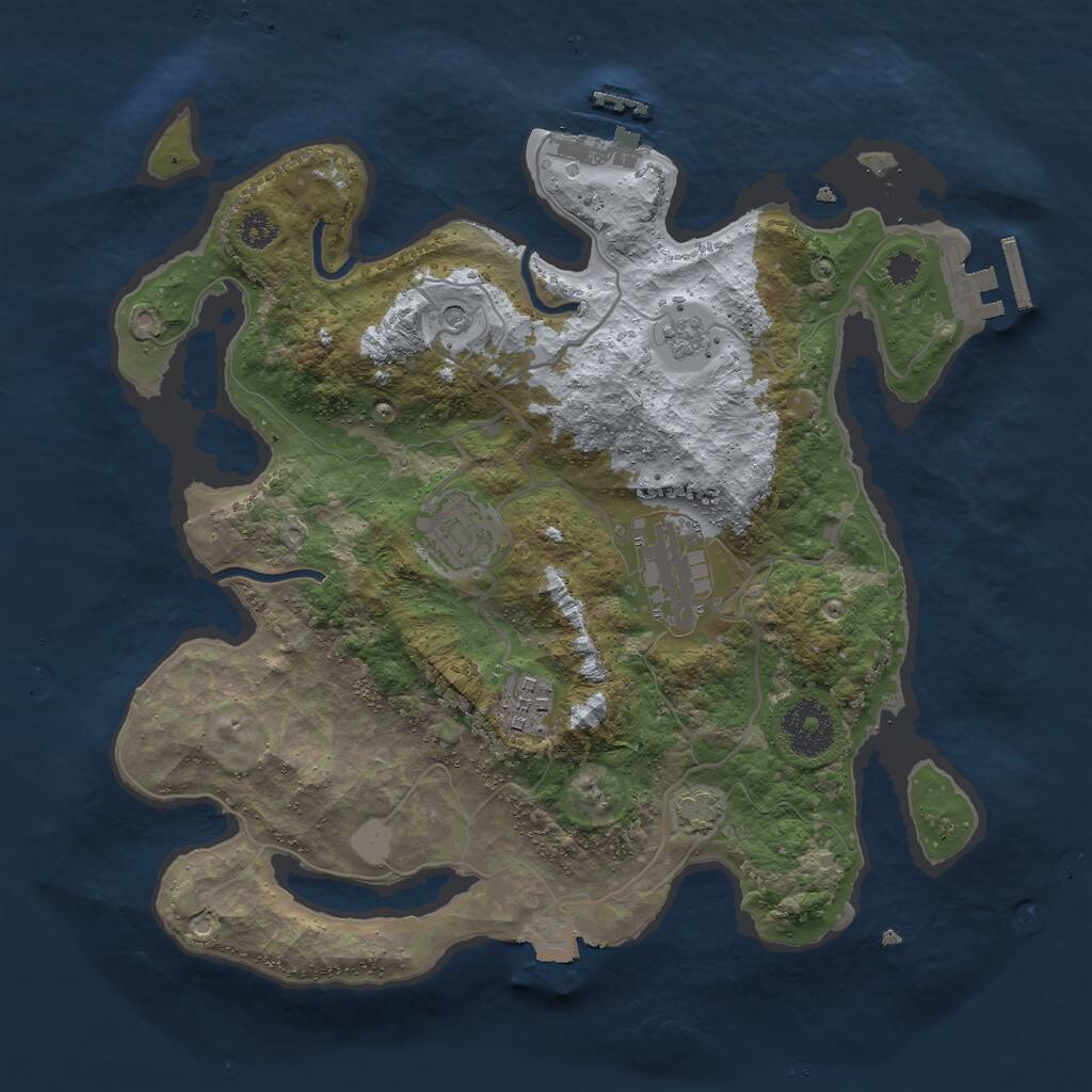 Rust Map: Procedural Map, Size: 3000, Seed: 2039960349, 9 Monuments