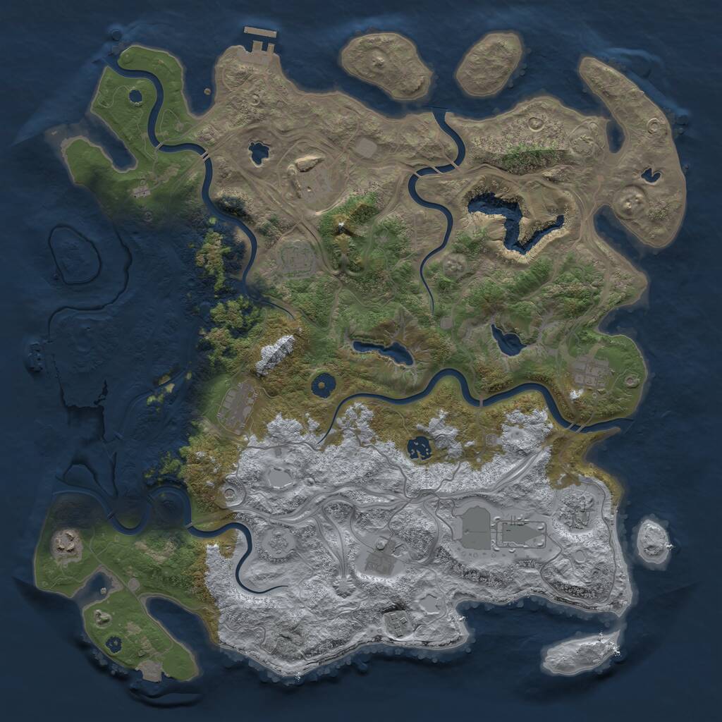 Rust Map: Procedural Map, Size: 4500, Seed: 428017949, 16 Monuments