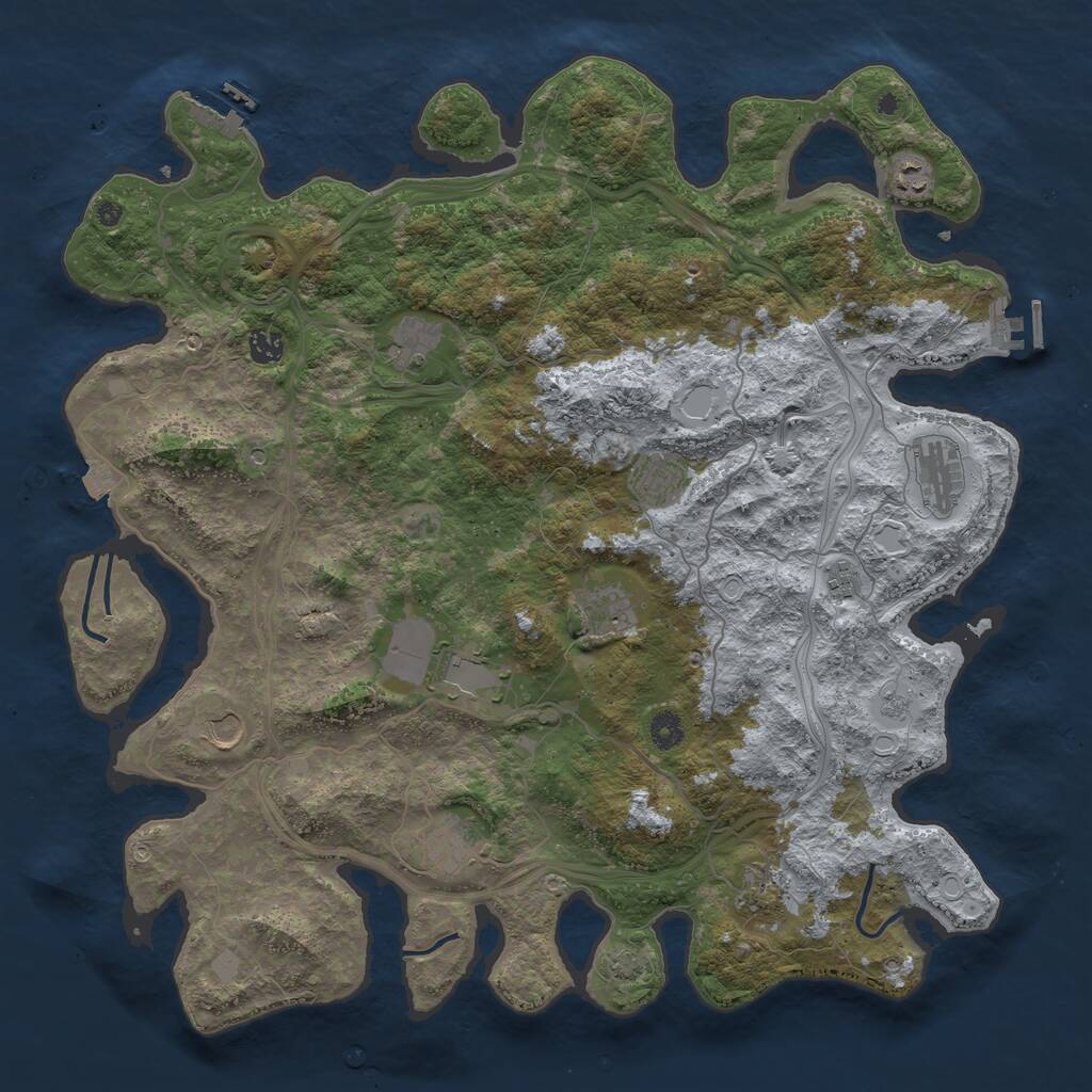 Rust Map: Procedural Map, Size: 4500, Seed: 611991, 17 Monuments