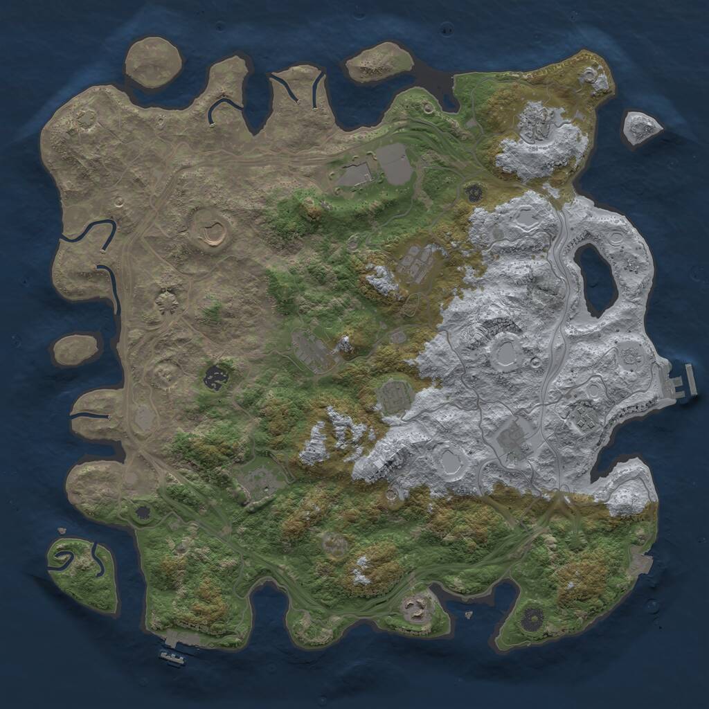 Rust Map: Procedural Map, Size: 4500, Seed: 543136545, 17 Monuments