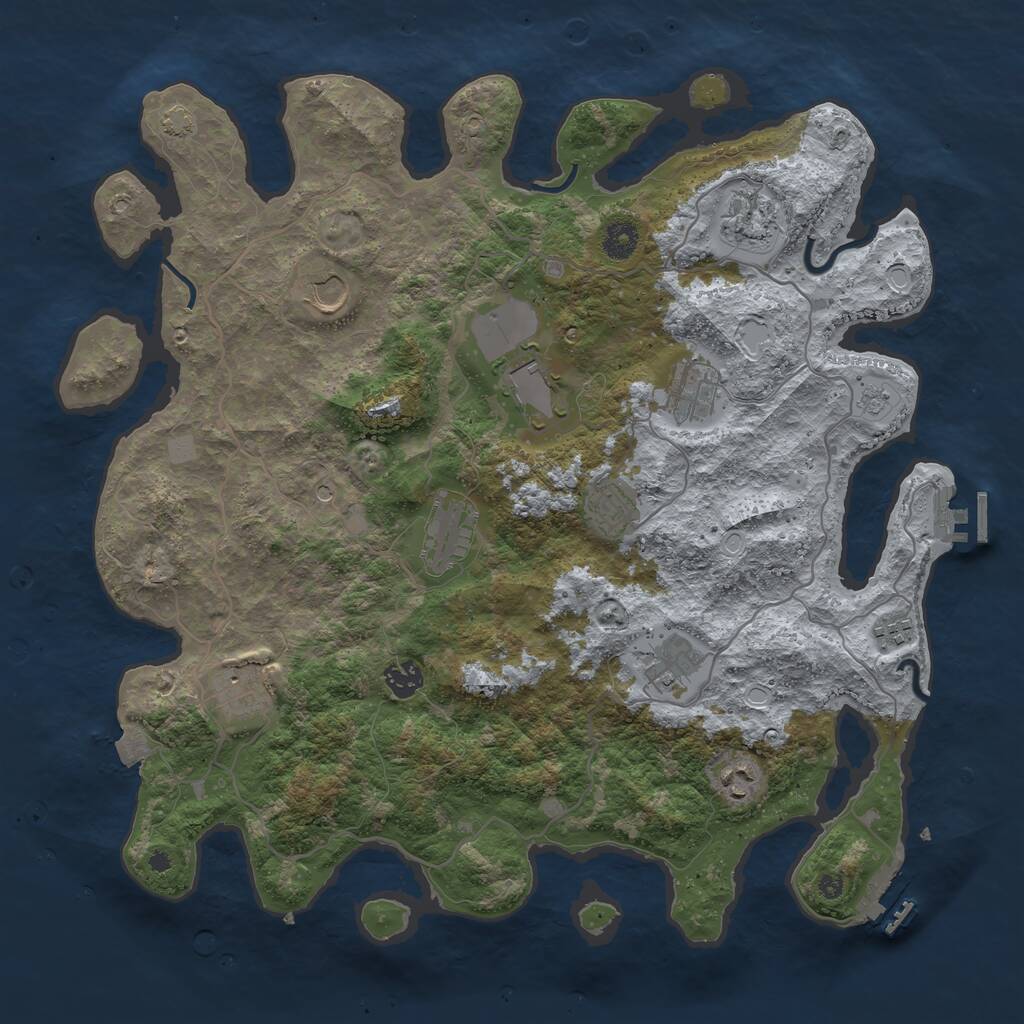 Rust Map: Procedural Map, Size: 4096, Seed: 444694250, 17 Monuments