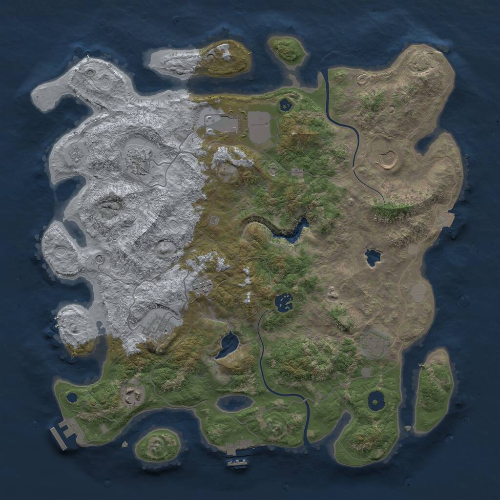 Rust Map: Procedural Map, Size: 4000, Seed: 1215208598, 14 Monuments