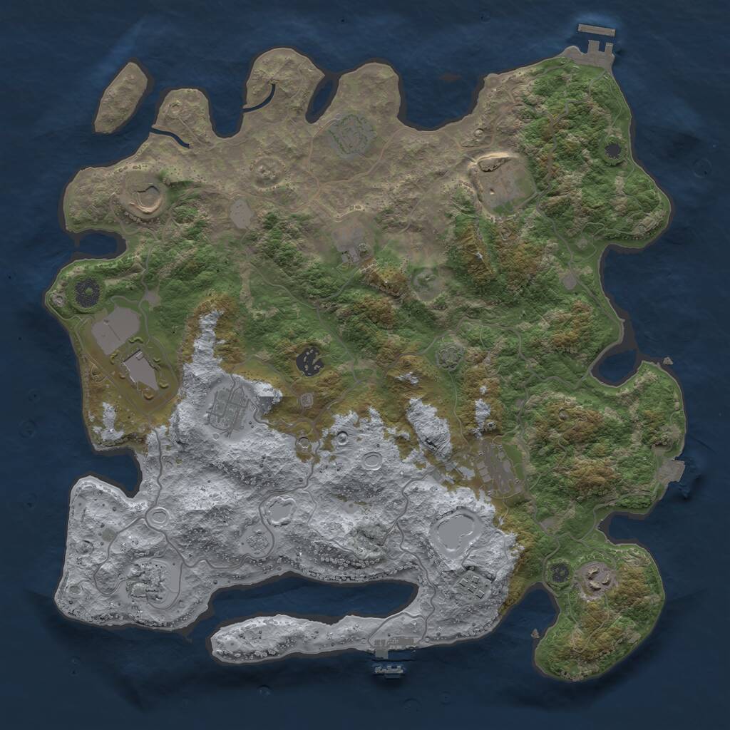 Rust Map: Procedural Map, Size: 4000, Seed: 1658730850, 17 Monuments