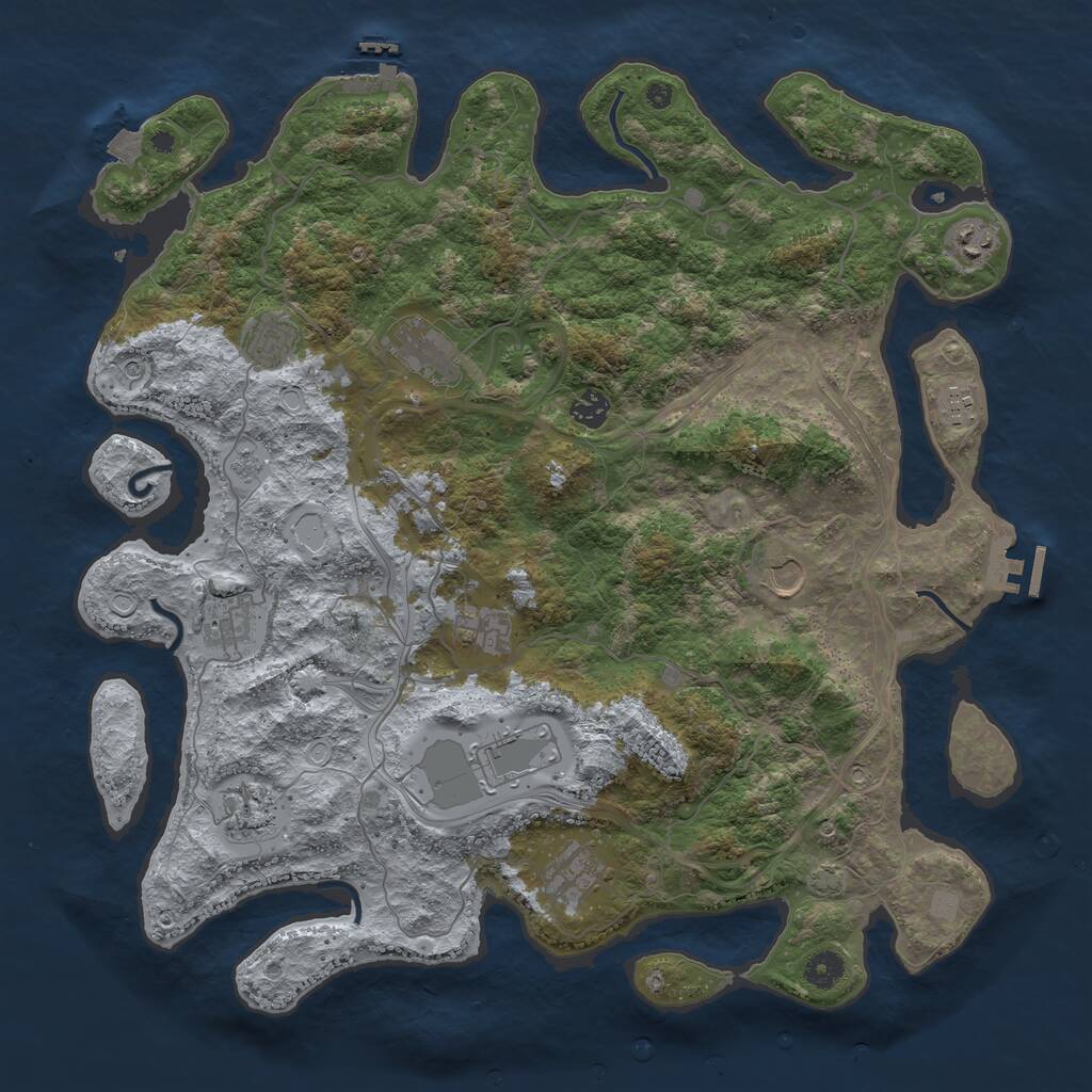 Rust Map: Procedural Map, Size: 4300, Seed: 35378386, 17 Monuments