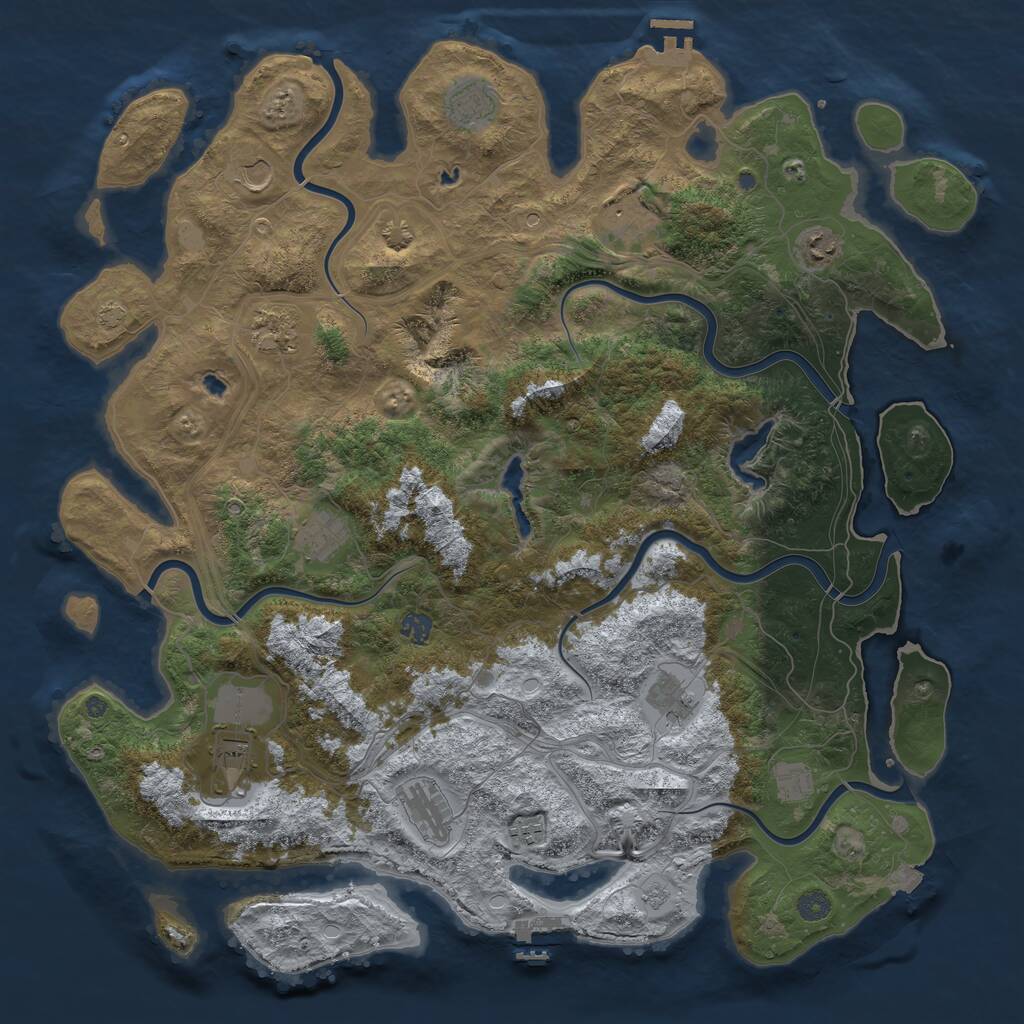 Rust Map: Procedural Map, Size: 4800, Seed: 7250, 19 Monuments