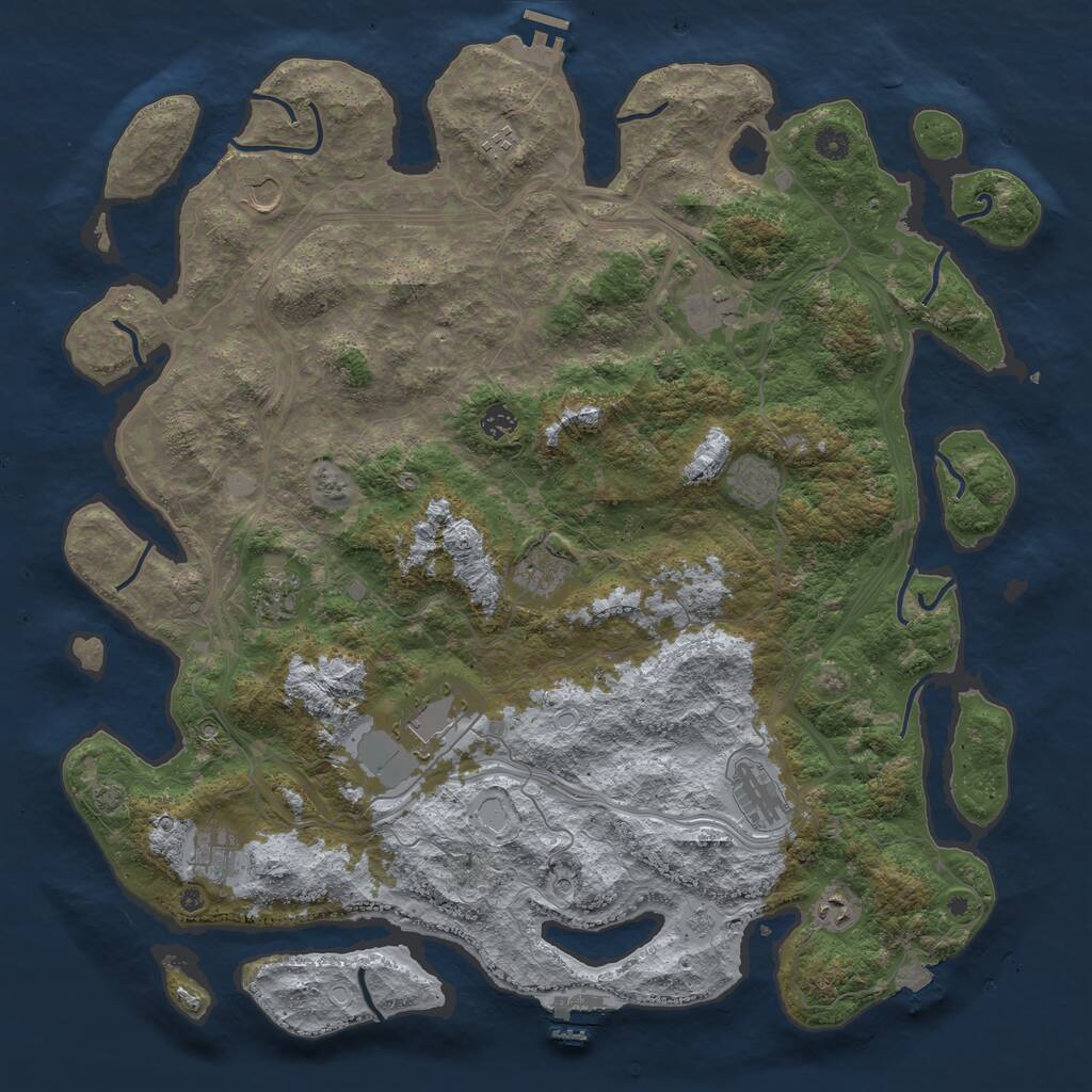 Rust Map: Procedural Map, Size: 4800, Seed: 7250, 17 Monuments