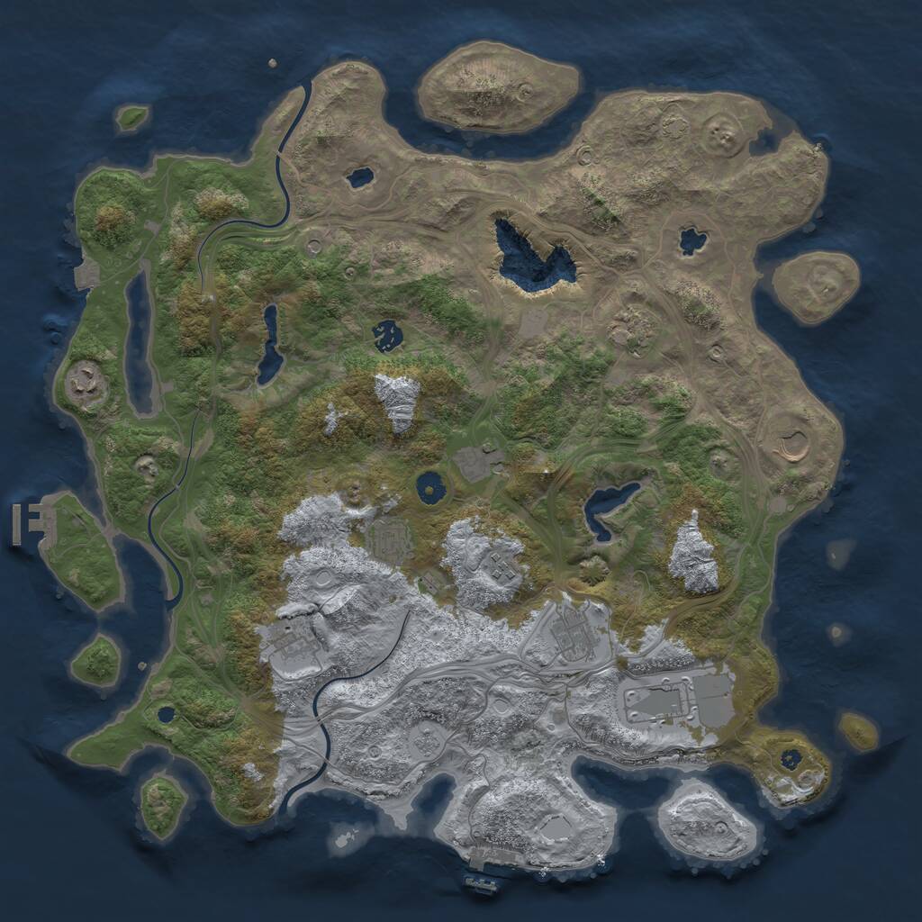 Rust Map: Procedural Map, Size: 4500, Seed: 734456172, 16 Monuments