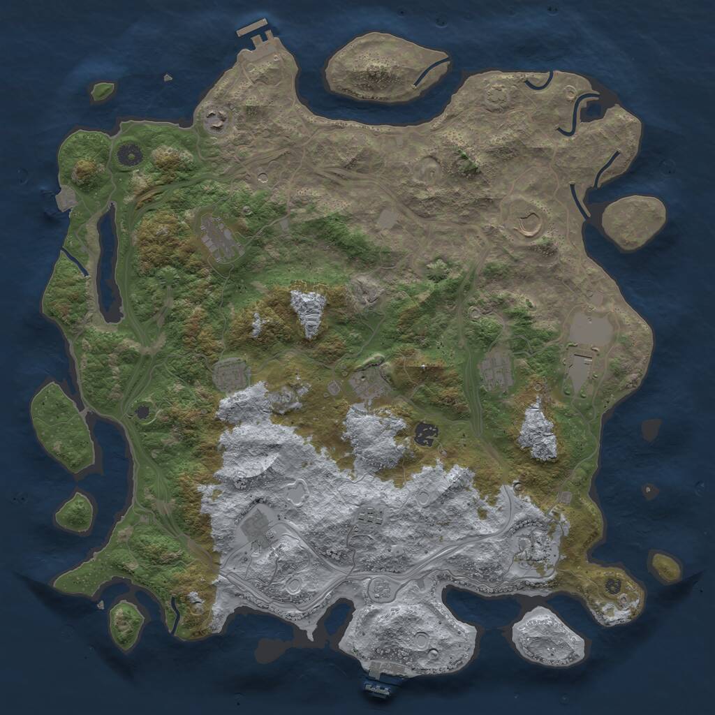 Rust Map: Procedural Map, Size: 4500, Seed: 734456172, 17 Monuments