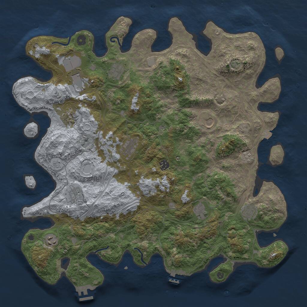 Rust Map: Procedural Map, Size: 4500, Seed: 1221490789, 17 Monuments