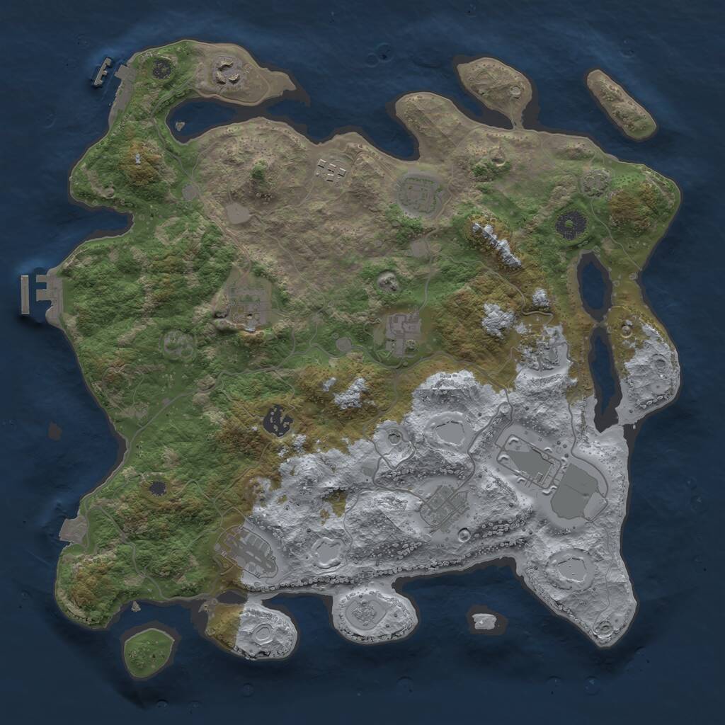 Rust Map: Procedural Map, Size: 3737, Seed: 481981, 18 Monuments
