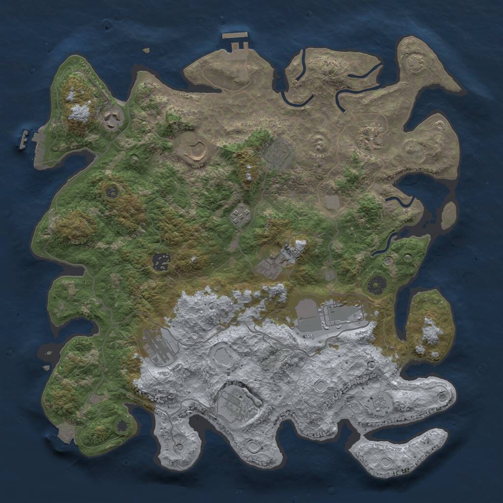 Rust Map: Procedural Map, Size: 4000, Seed: 669441124, 18 Monuments