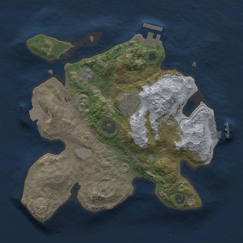 Rust Map: Procedural Map, Size: 2500, Seed: 875234, 7 Monuments