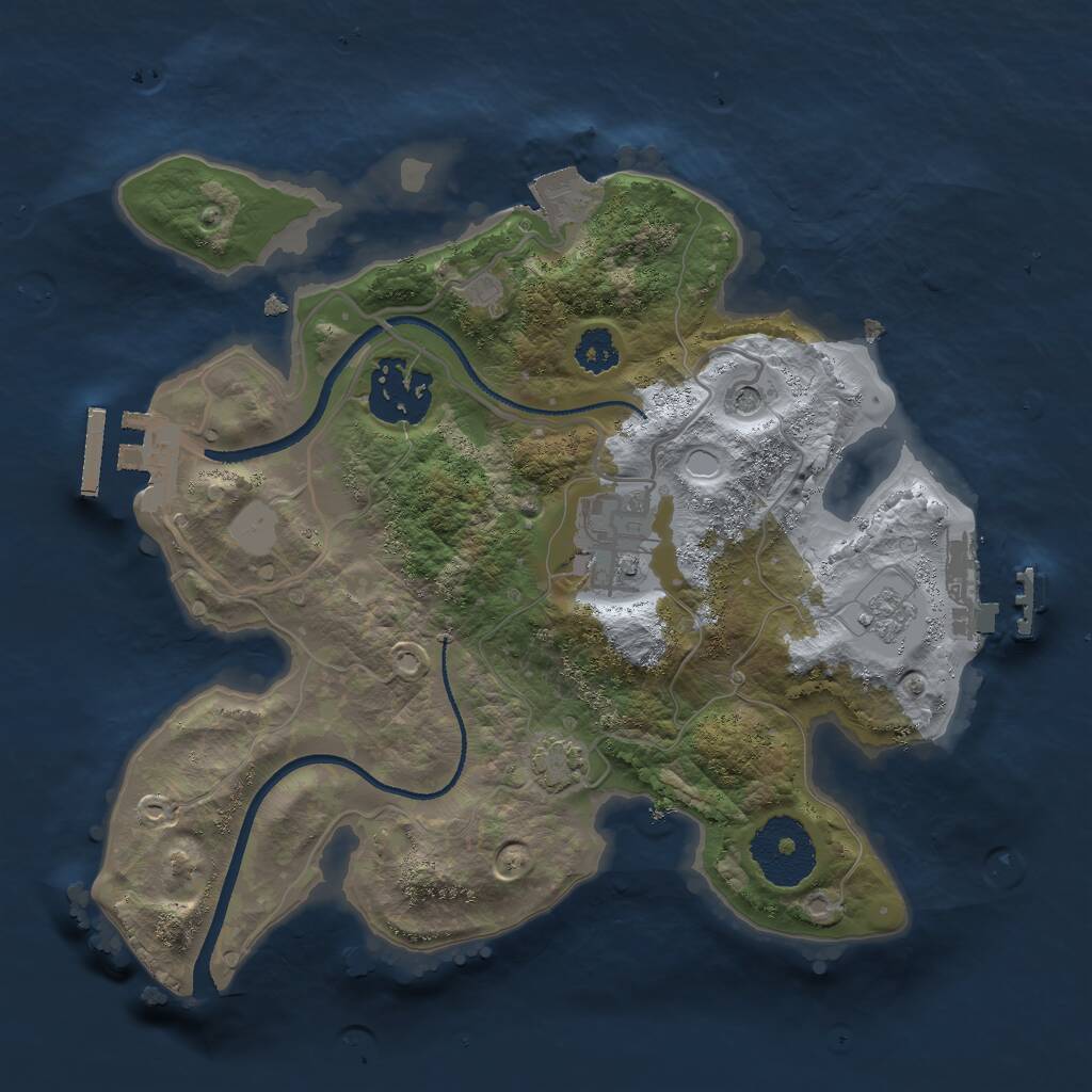 Rust Map: Procedural Map, Size: 2500, Seed: 875234, 10 Monuments