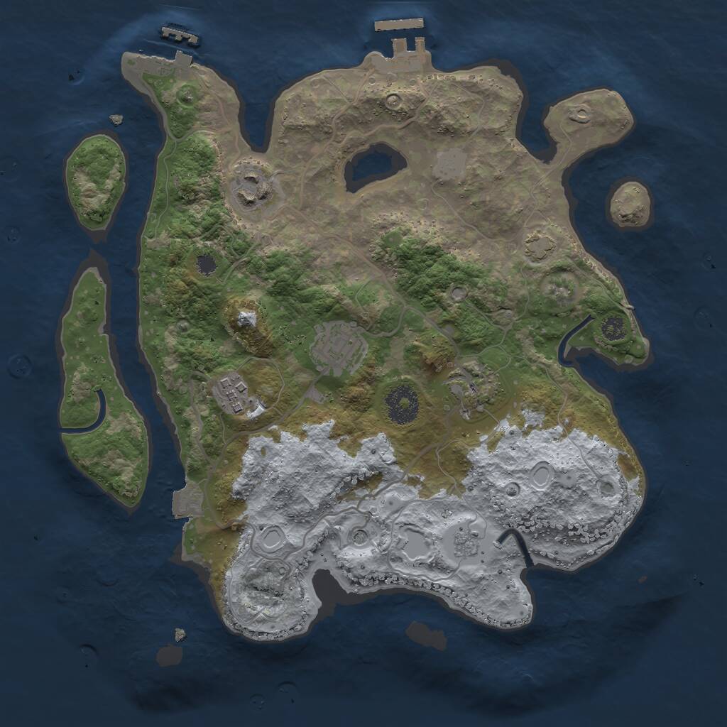 Rust Map: Procedural Map, Size: 3000, Seed: 1195923066, 10 Monuments