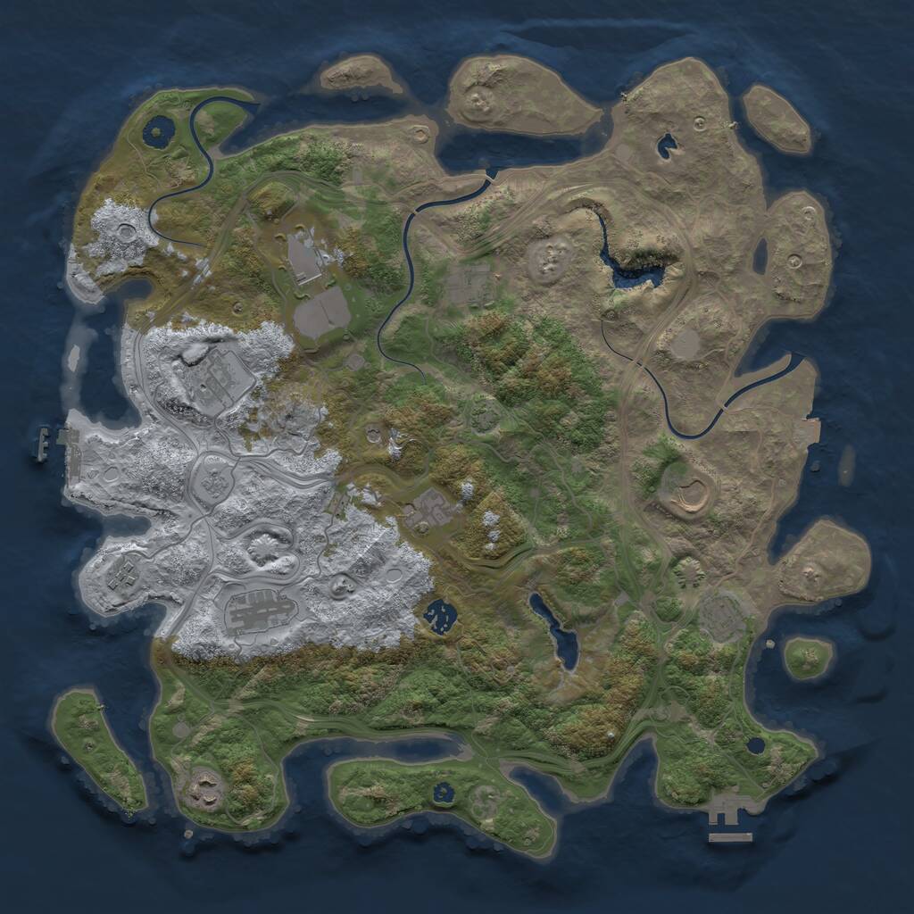 Rust Map: Procedural Map, Size: 4250, Seed: 1462230546, 18 Monuments