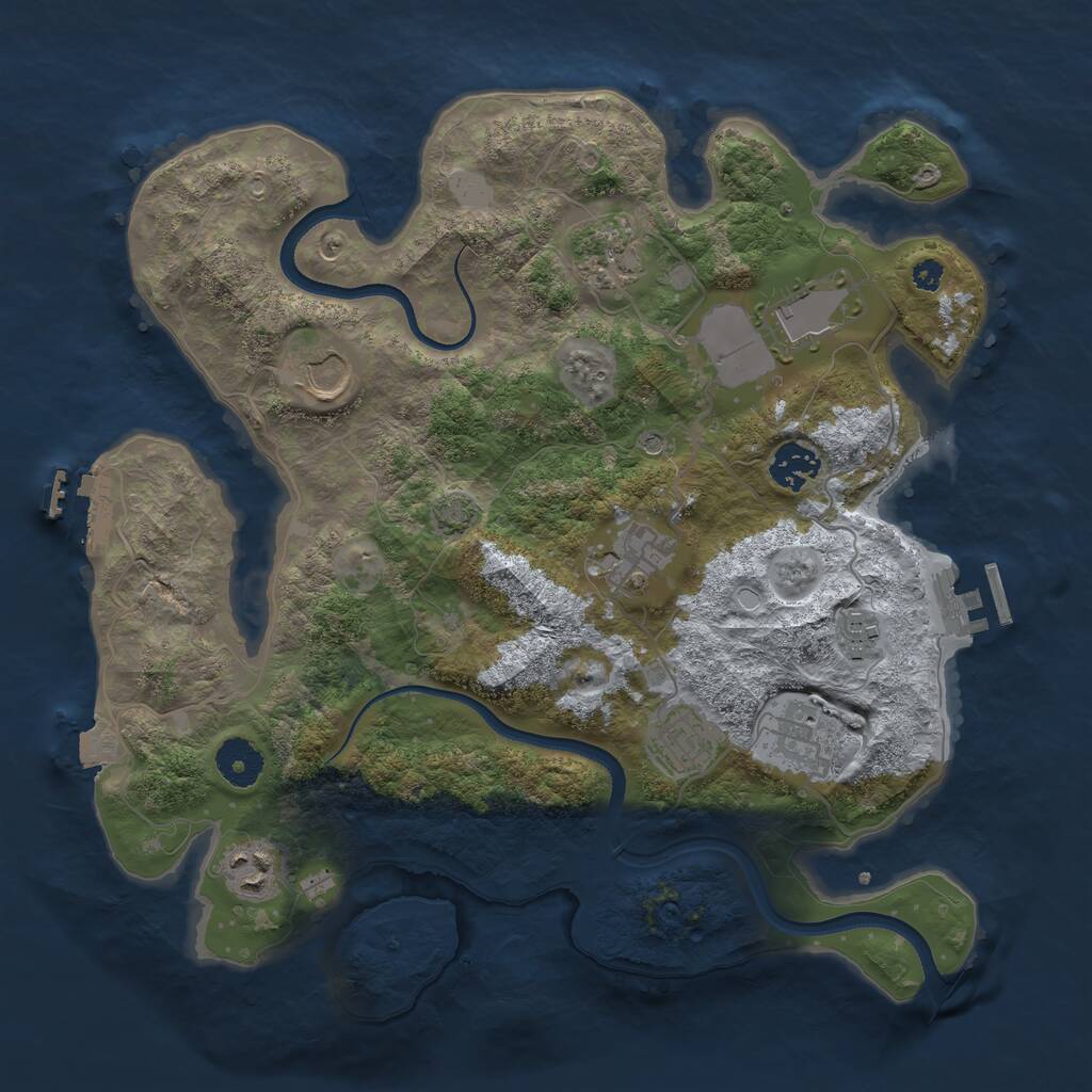 Rust Map: Procedural Map, Size: 3500, Seed: 601128181, 14 Monuments