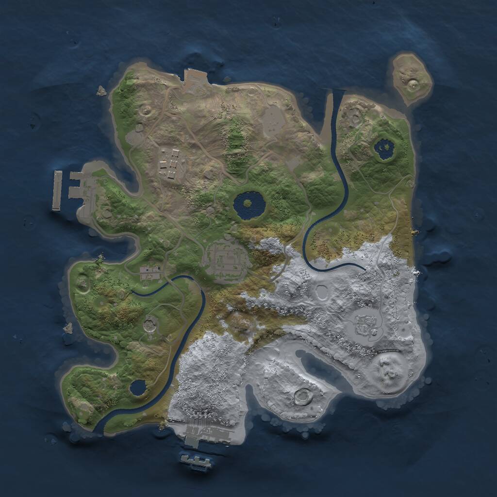 Rust Map: Procedural Map, Size: 2500, Seed: 1586244856, 7 Monuments