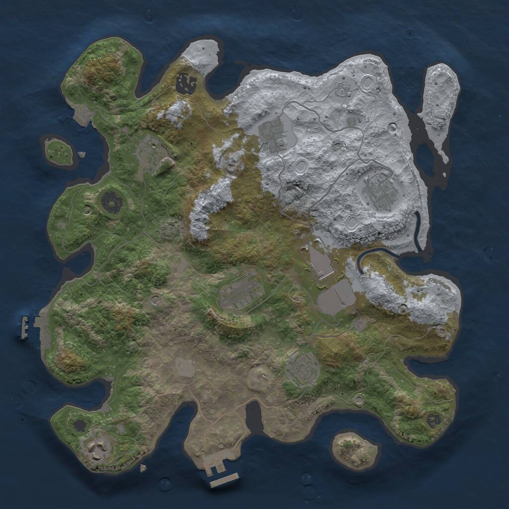 Rust Map: Procedural Map, Size: 3500, Seed: 1897303886, 14 Monuments