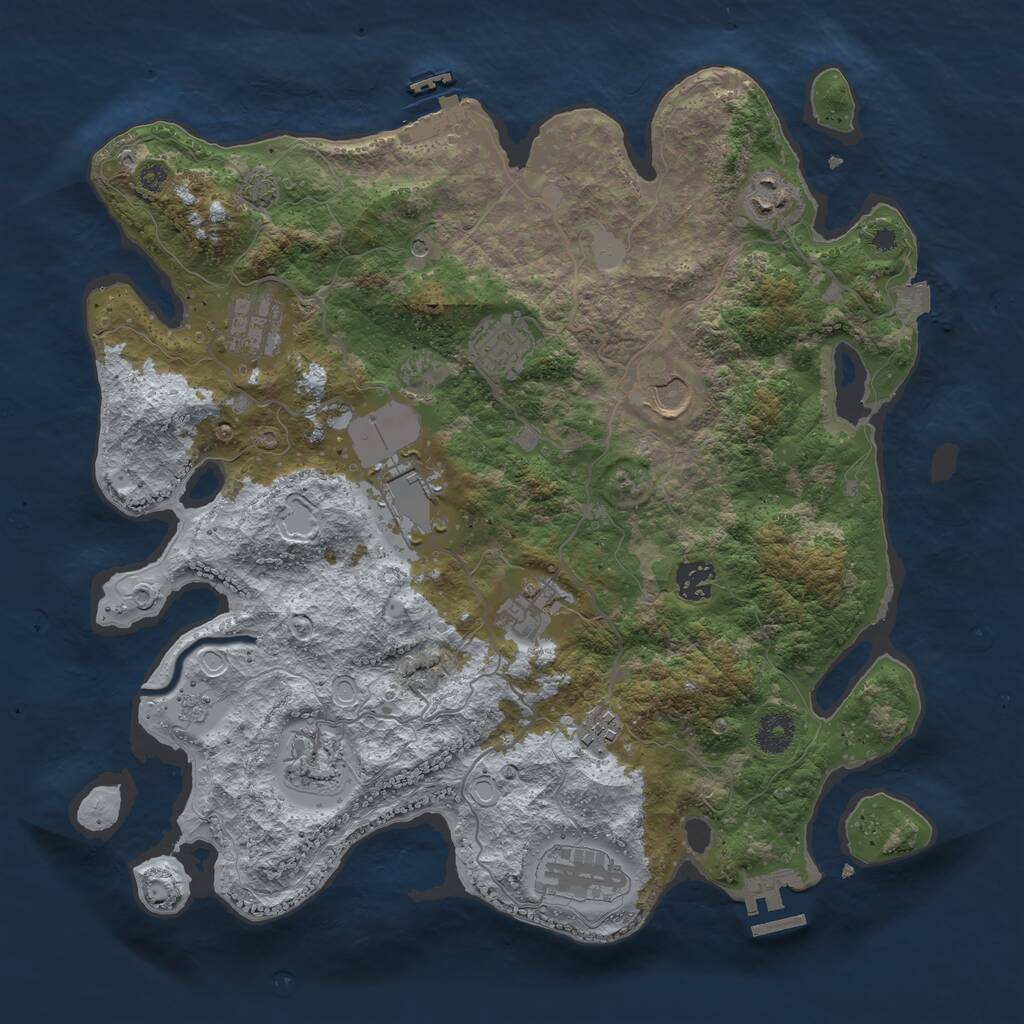Rust Map: Procedural Map, Size: 3750, Seed: 380443789, 16 Monuments