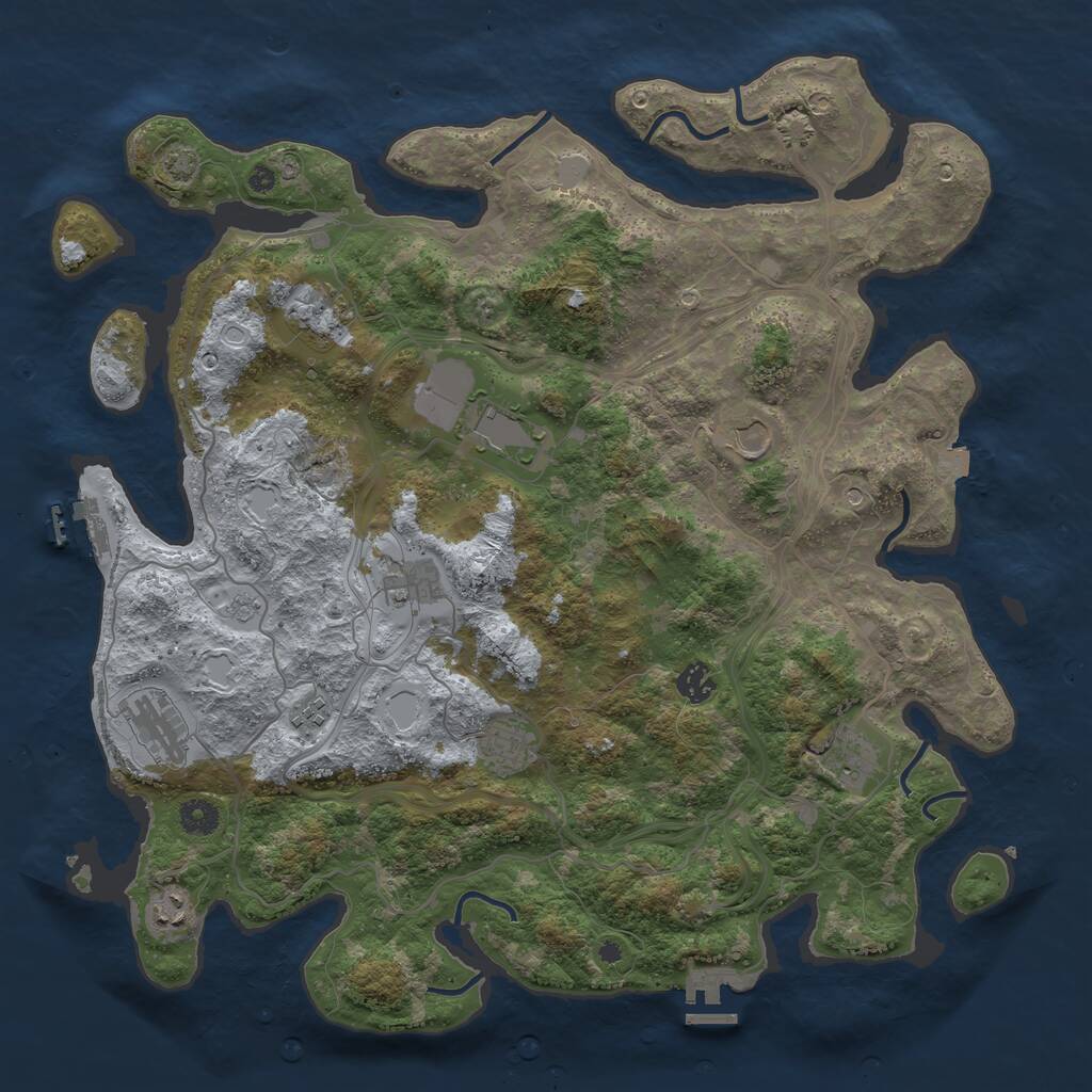 Rust Map: Procedural Map, Size: 4250, Seed: 27229, 16 Monuments