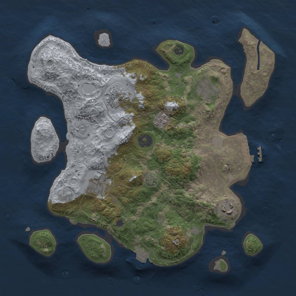 Rust Map: Procedural Map, Size: 3100, Seed: 54216, 9 Monuments