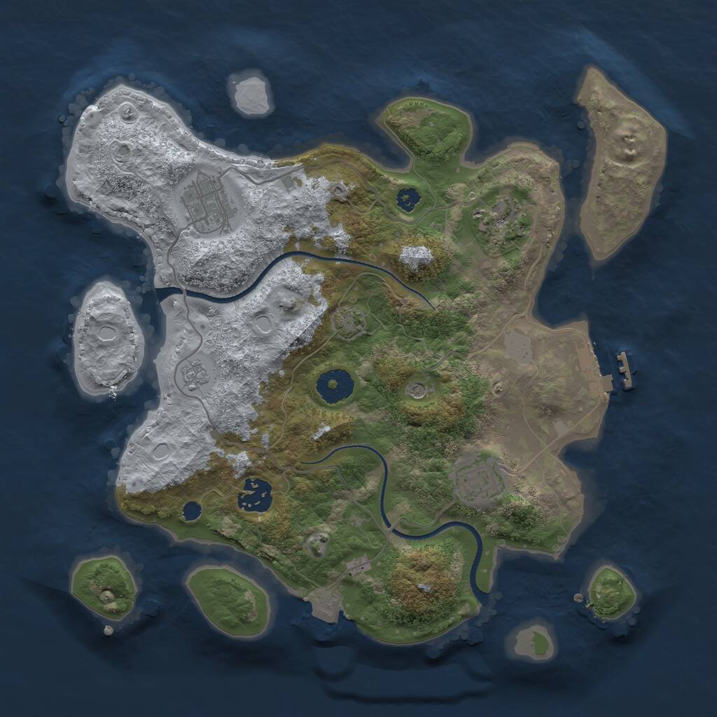 Rust Map: Procedural Map, Size: 3100, Seed: 54216, 9 Monuments