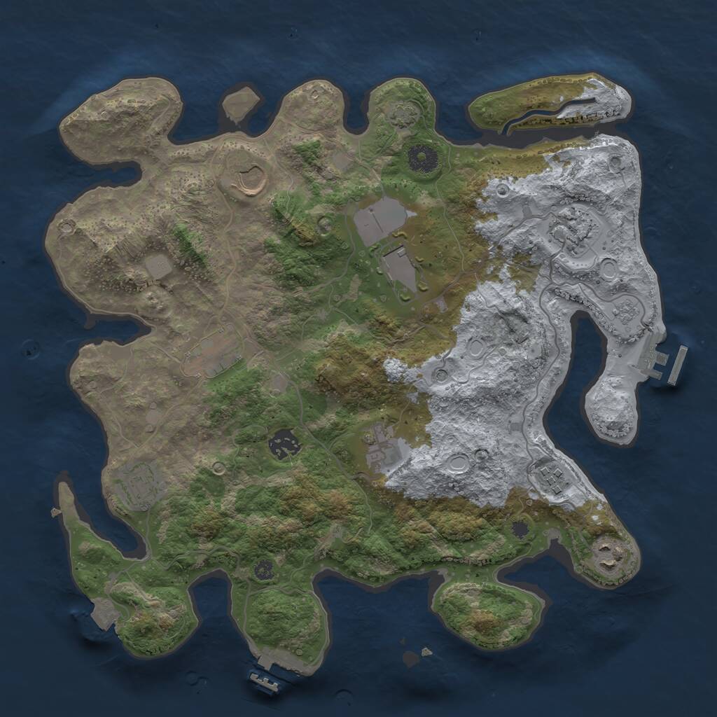 Rust Map: Procedural Map, Size: 3600, Seed: 1994519423, 15 Monuments