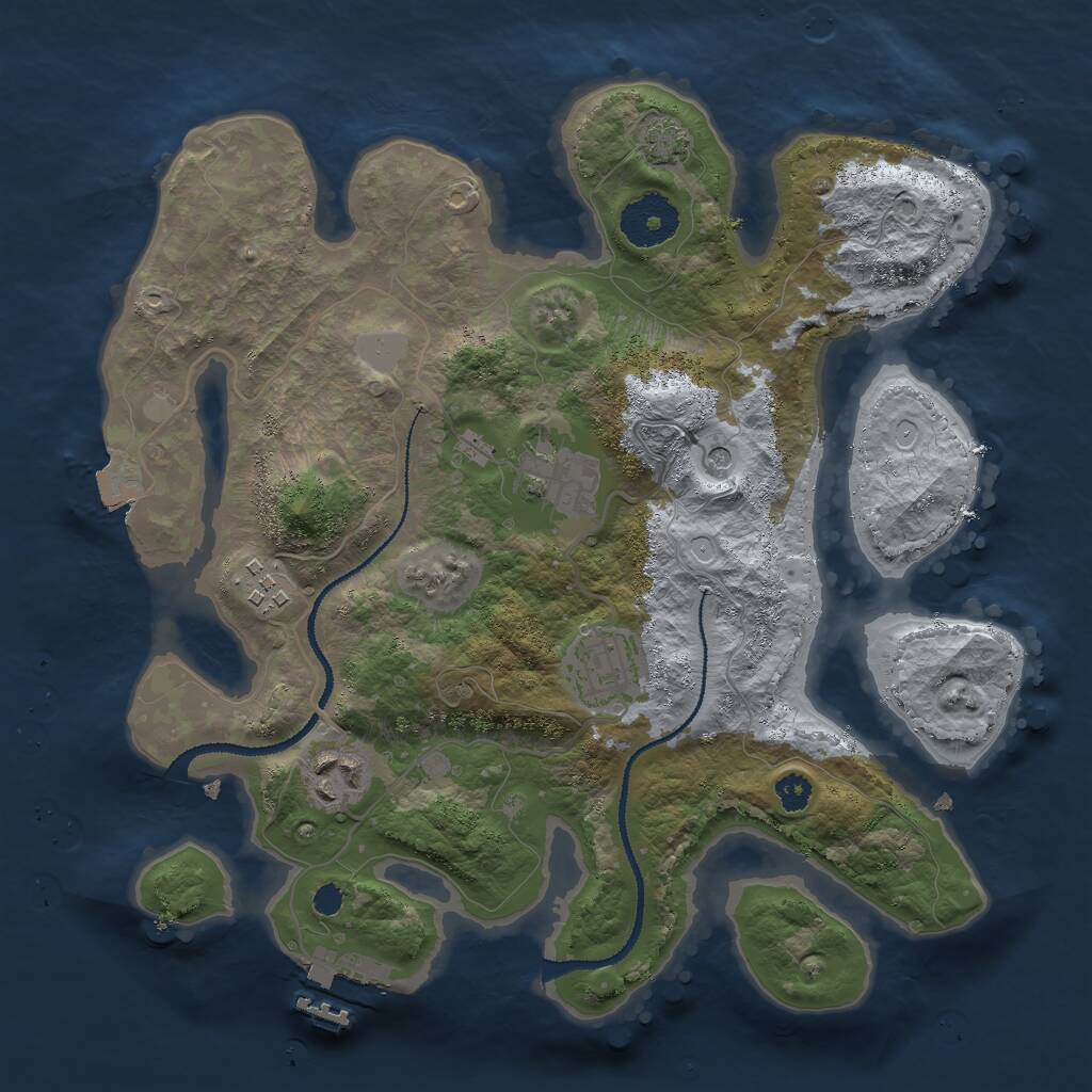 Rust Map: Procedural Map, Size: 3000, Seed: 16575, 8 Monuments