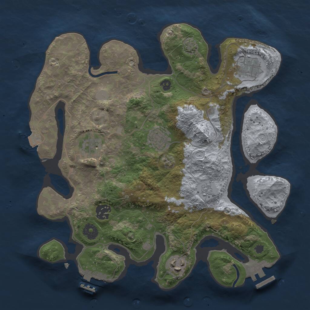 Rust Map: Procedural Map, Size: 3000, Seed: 16575, 10 Monuments