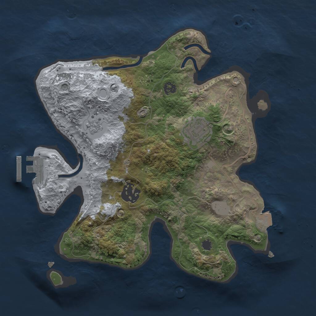 Rust Map: Procedural Map, Size: 2500, Seed: 500020, 5 Monuments