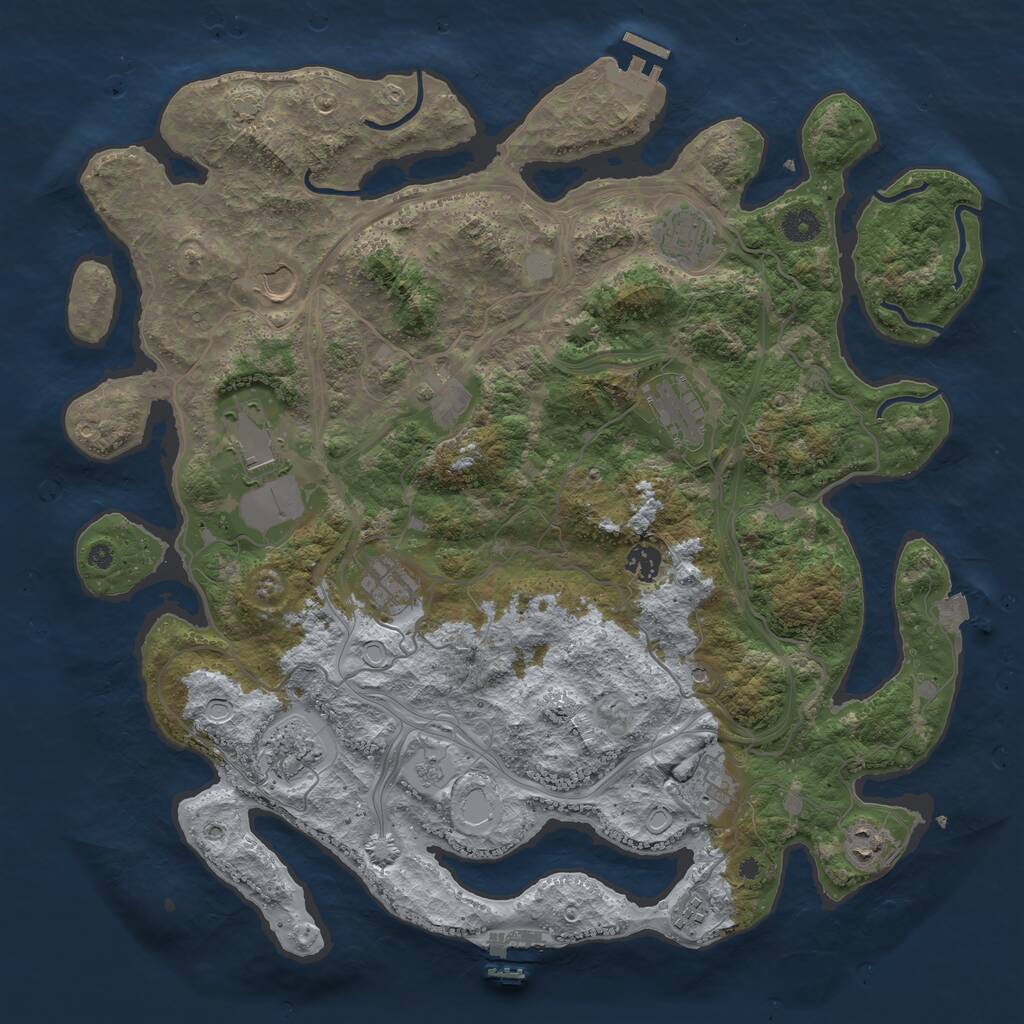 Rust Map: Procedural Map, Size: 4250, Seed: 932899257, 17 Monuments