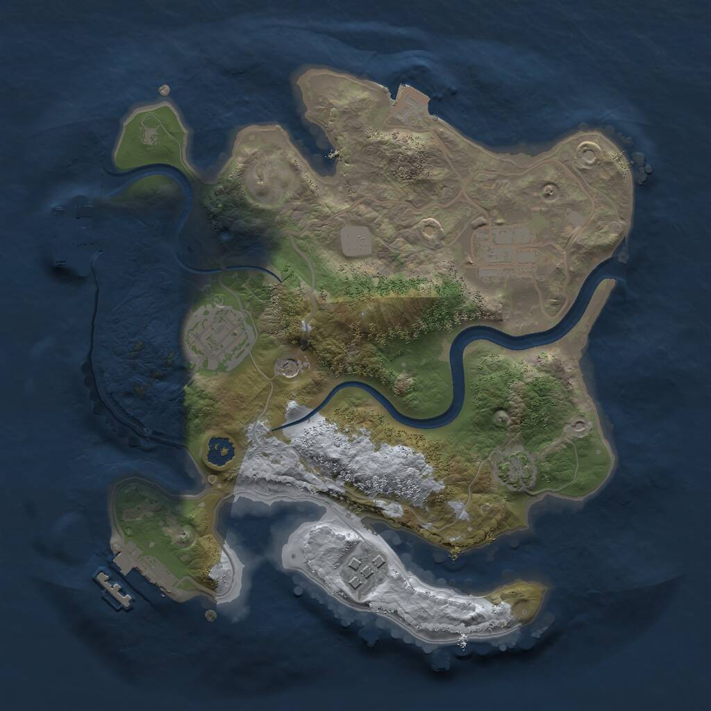 Rust Map: Procedural Map, Size: 2500, Seed: 1010101, 8 Monuments