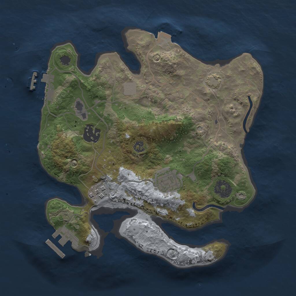 Rust Map: Procedural Map, Size: 2500, Seed: 1010101, 7 Monuments