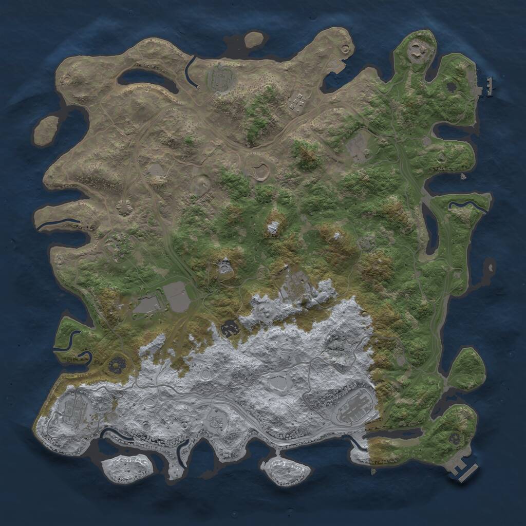 Rust Map: Procedural Map, Size: 4500, Seed: 584689889, 17 Monuments