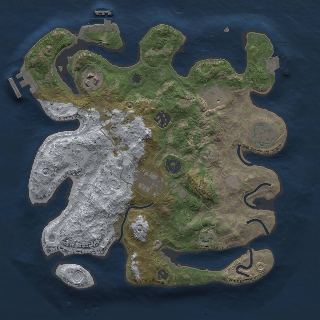 Rust Map: Procedural Map, Size: 3000, Seed: 78427, 11 Monuments