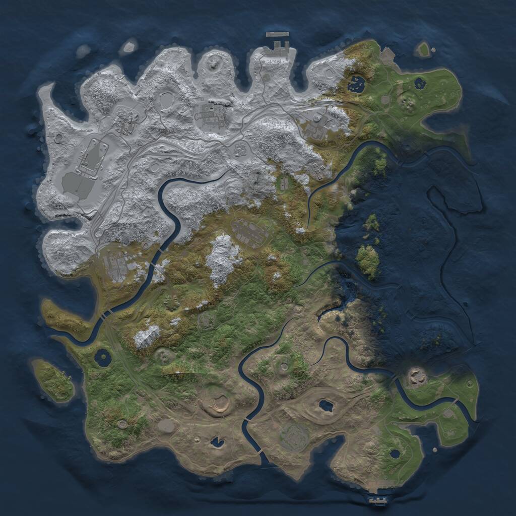 Rust Map: Procedural Map, Size: 4500, Seed: 1410480834, 17 Monuments