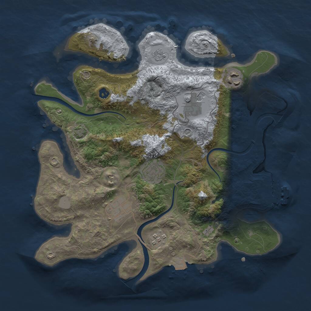 Rust Map: Procedural Map, Size: 3000, Seed: 8613297, 10 Monuments