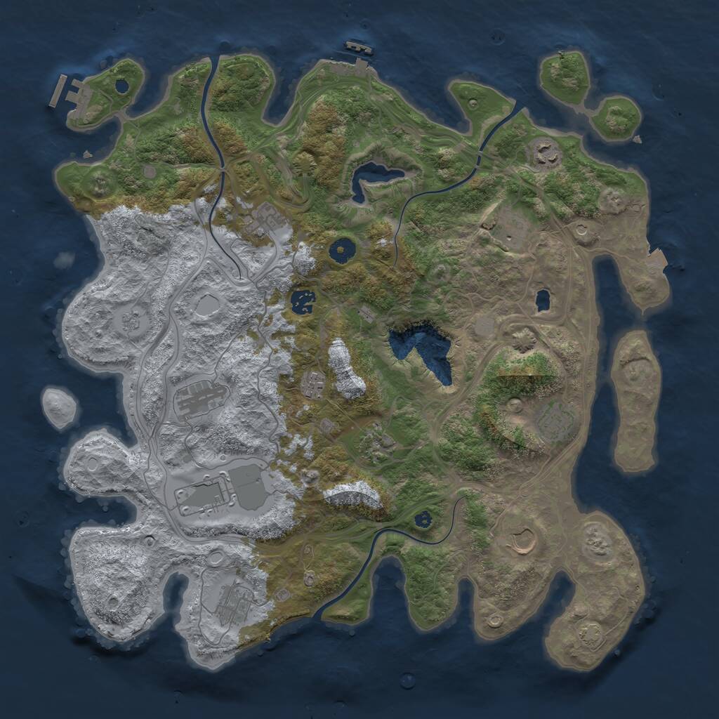 Rust Map: Procedural Map, Size: 4250, Seed: 1432101504, 17 Monuments