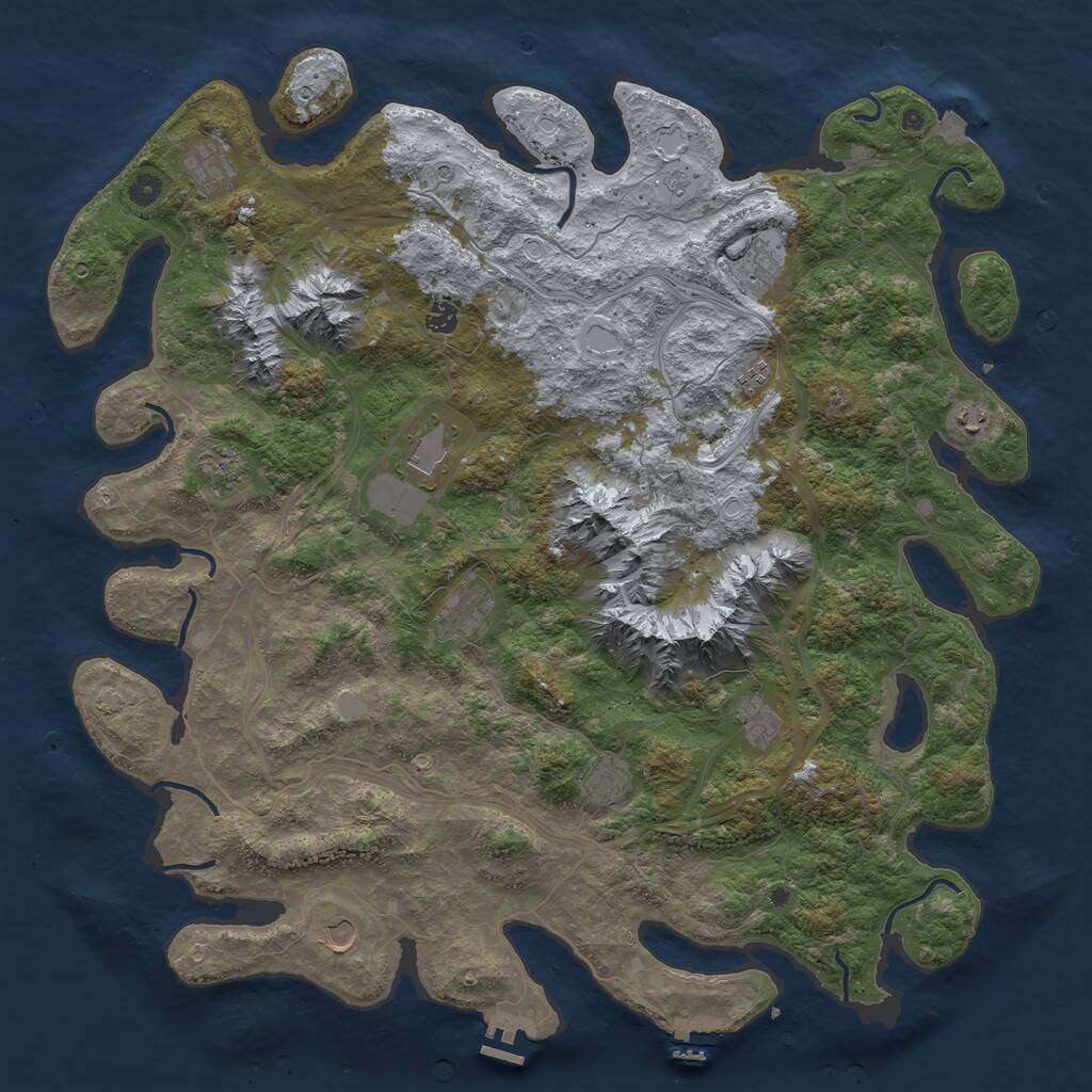 Rust Map: Procedural Map, Size: 5000, Seed: 499147301, 17 Monuments
