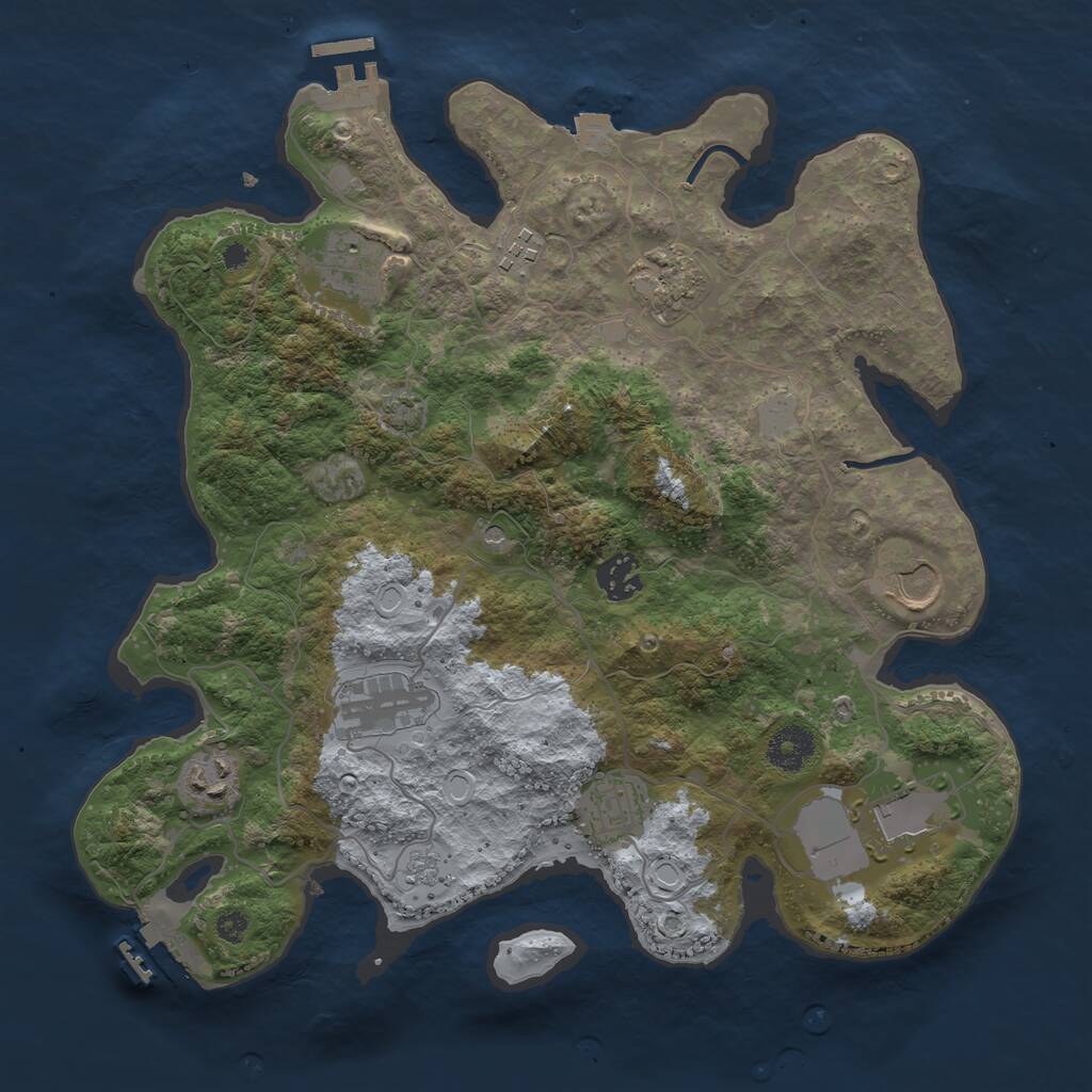 Rust Map: Procedural Map, Size: 3500, Seed: 1939574609, 15 Monuments