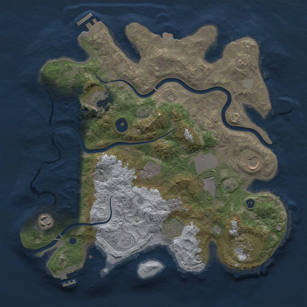 Rust Map: Procedural Map, Size: 3500, Seed: 1939574609, 14 Monuments