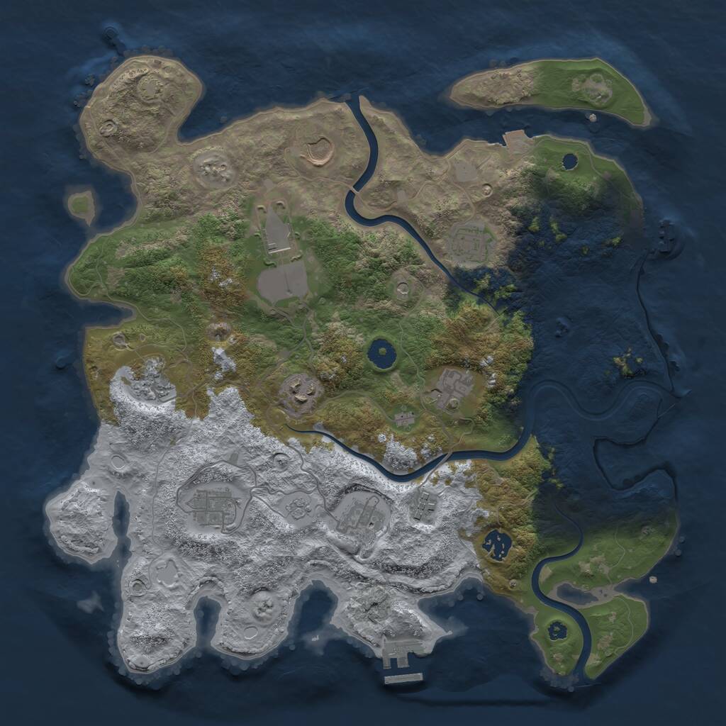 Rust Map: Procedural Map, Size: 3850, Seed: 7, 18 Monuments