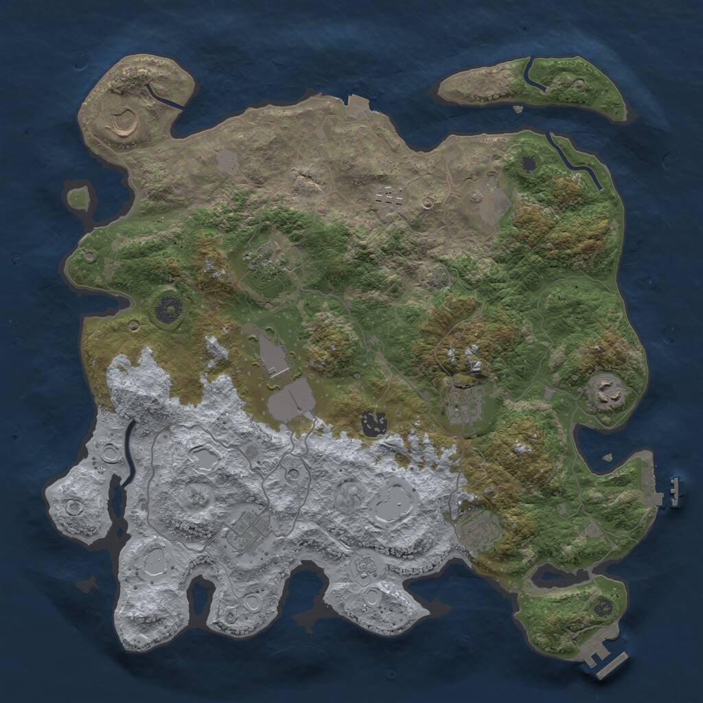 Rust Map: Procedural Map, Size: 3850, Seed: 7, 16 Monuments