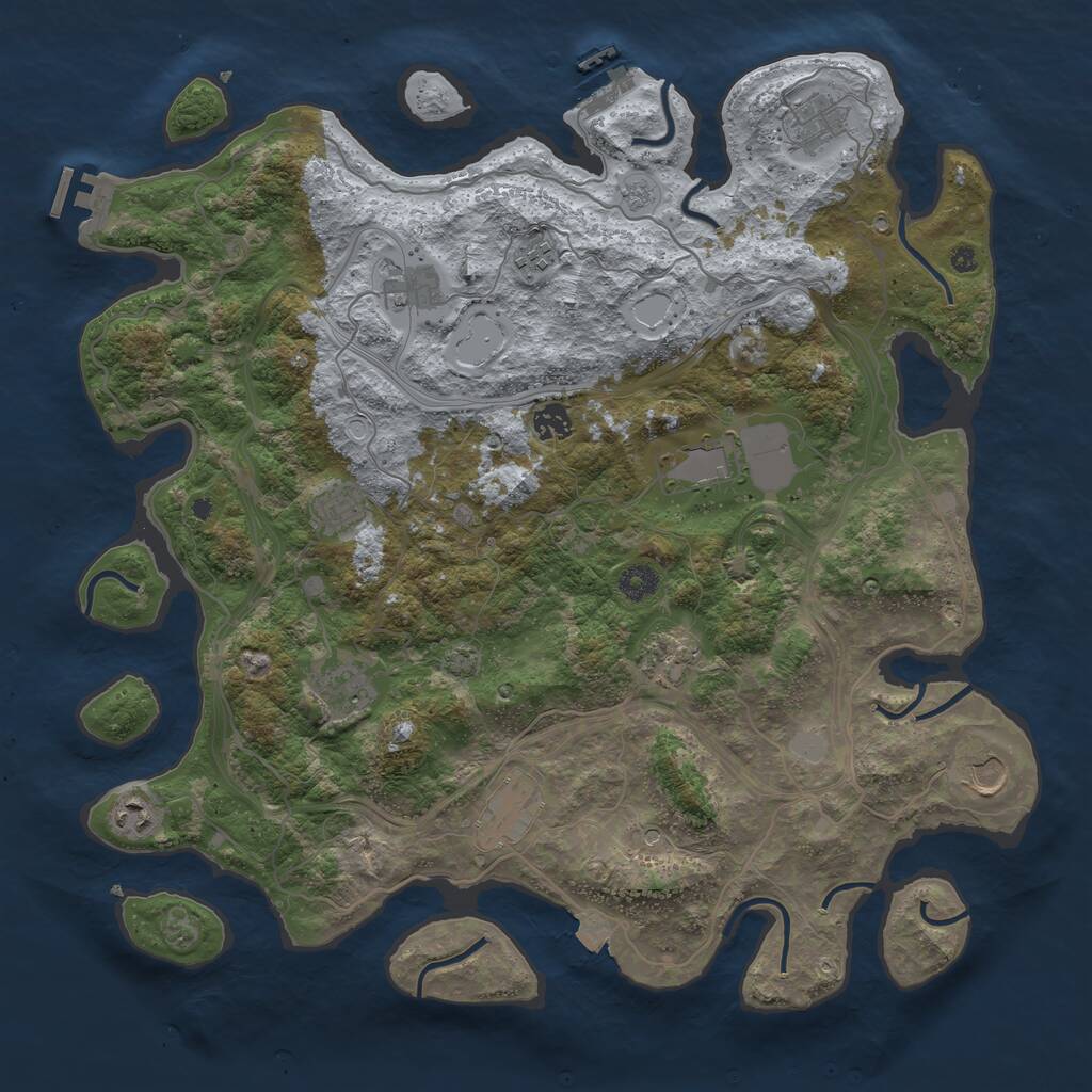 Rust Map: Procedural Map, Size: 4250, Seed: 277923021, 17 Monuments