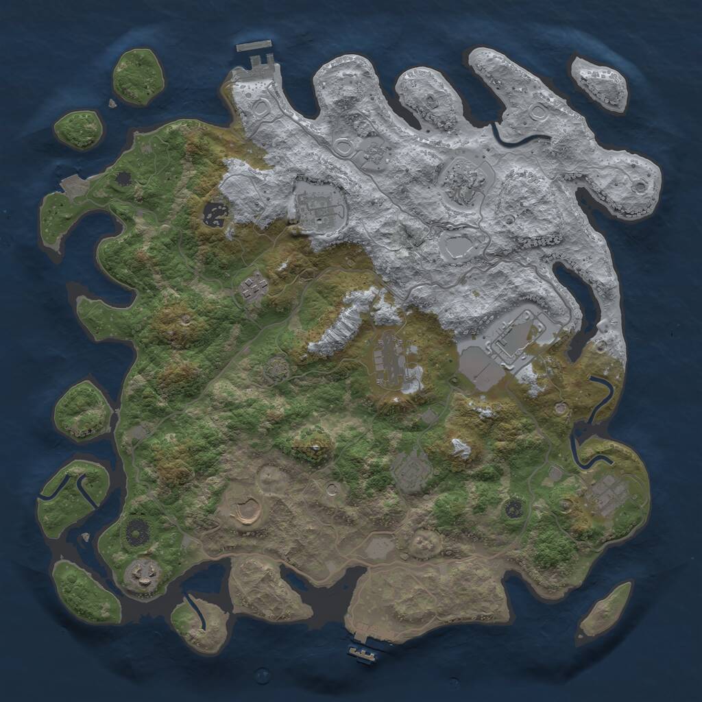 Rust Map: Procedural Map, Size: 4000, Seed: 357865223, 16 Monuments